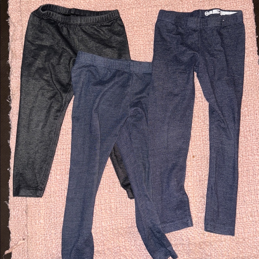 Set of Three Leggings - Black and Blue